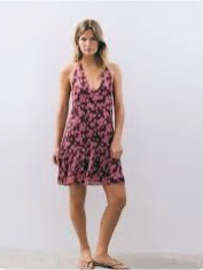 Floral Halter Neck Sundress in Rose Pink